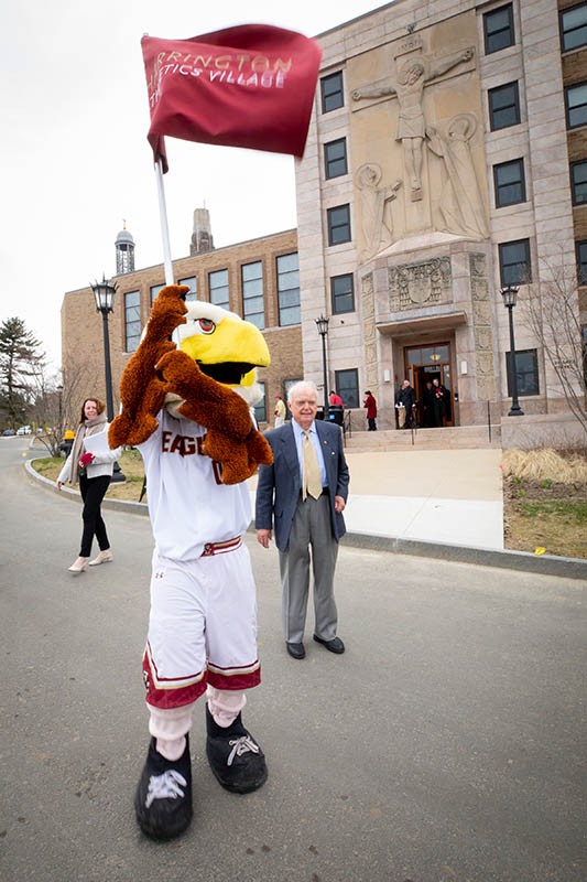 Eagles mascot waves a flag