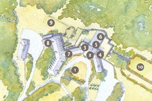 Watercolor map of Connors Center