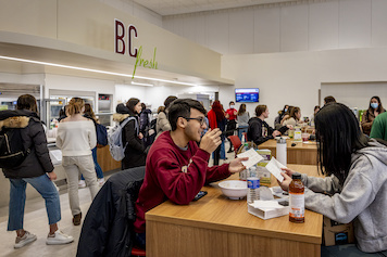 January 24, 2022 -- Carney's Dining Room in McElroy Commons at peak lunch service after Carney's recently reopened following a significant renovation.