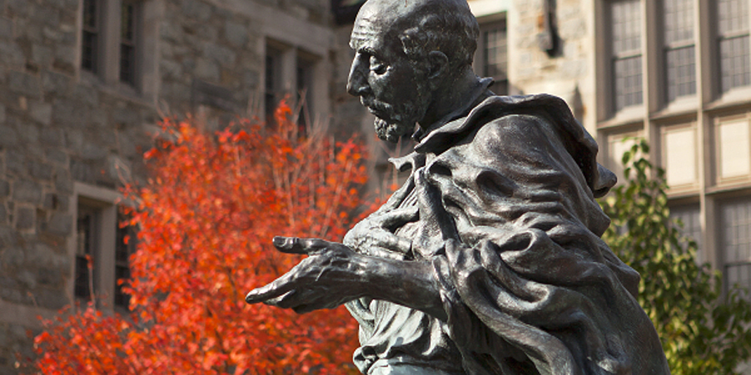 St. Ignatius statue on BC's campus
