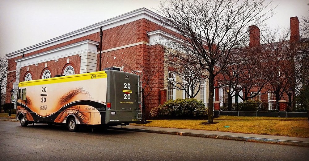  A large van parked on the BC campus