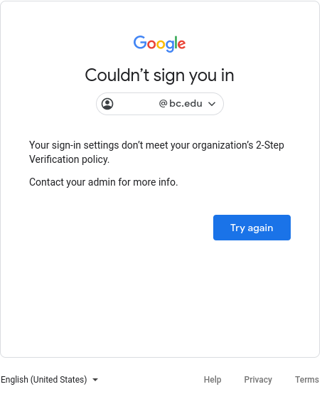 Google account can't be signed in