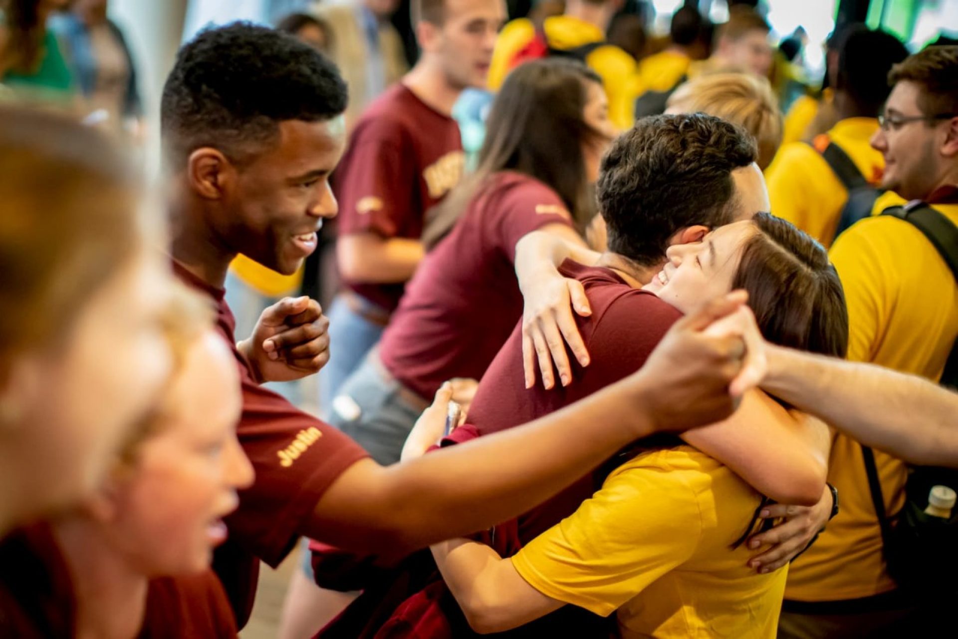 group of students meeting each other for orientation