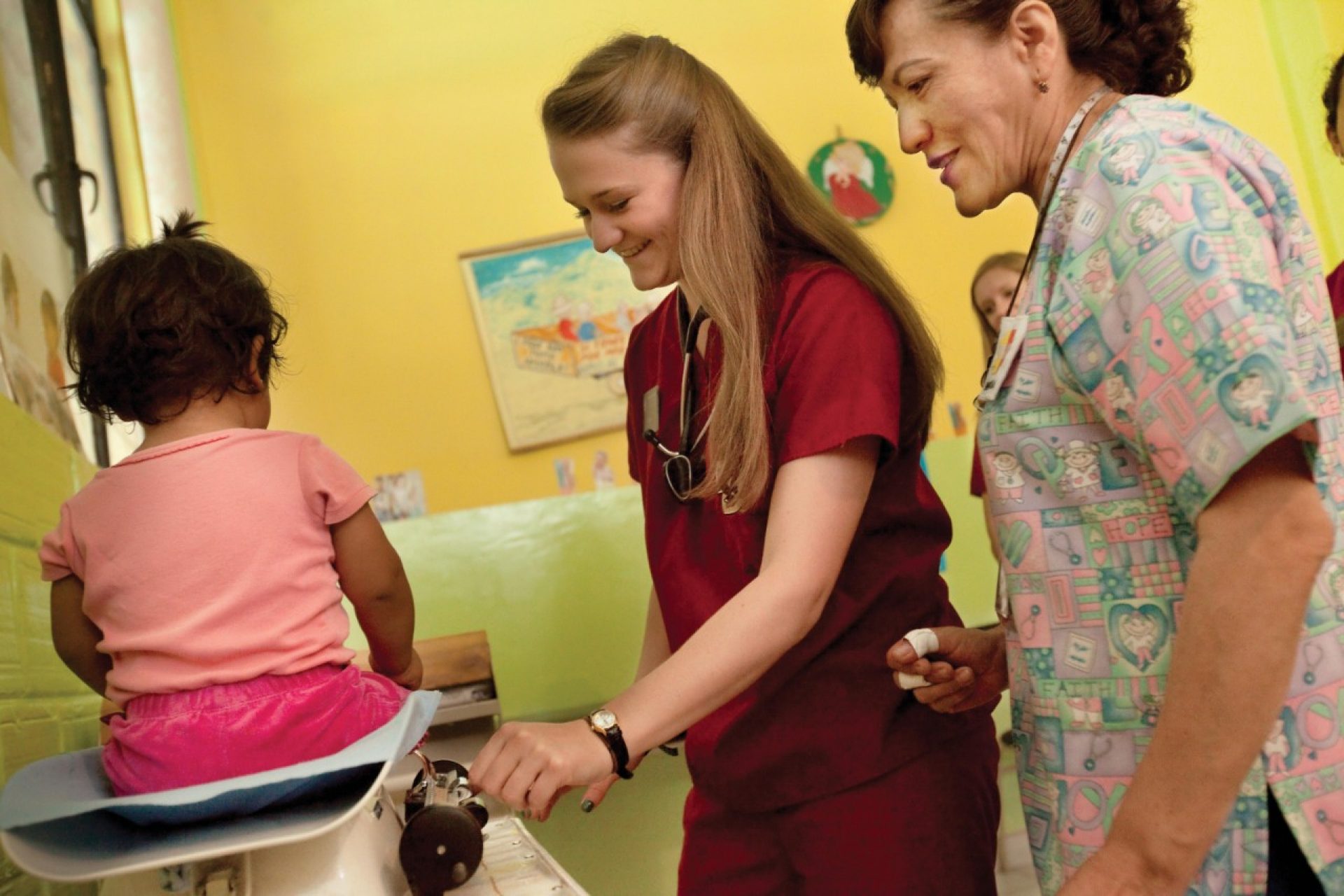 A student working in a clinic