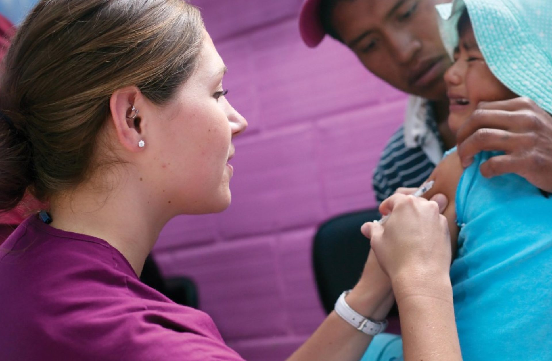 A student working in a clinic