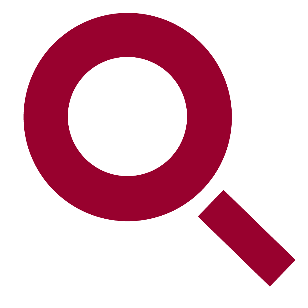 Maroon magnifying glass icon
