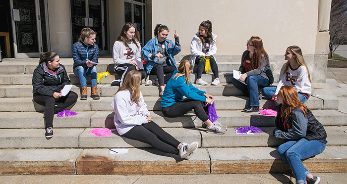 students talking in a group