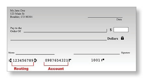 Image of sample United States bank check