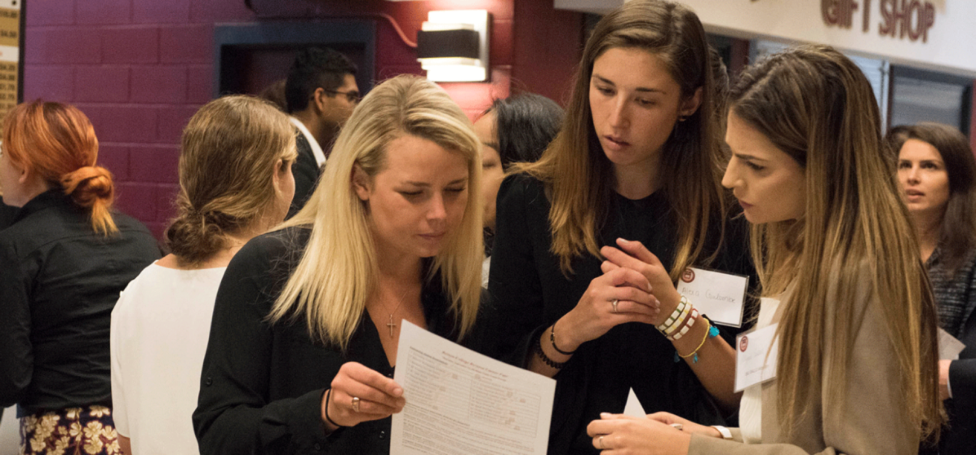 employers and students talking at career fair