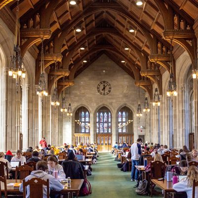 December 13, 2021 -- Final day in Gargan Hall of Bapst Library of the reading period for the 2021 fall semester.