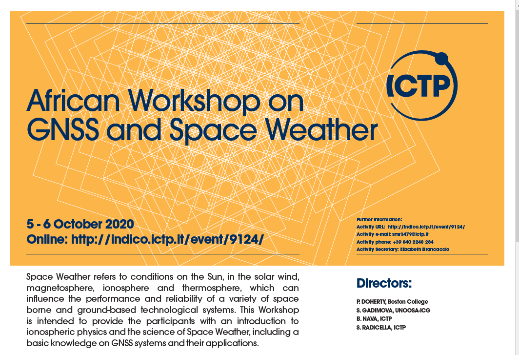 Photo of African Workshop on GNSS and Space Weather 2020