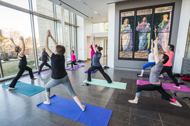 faculty and staff at the yoga at the museum session