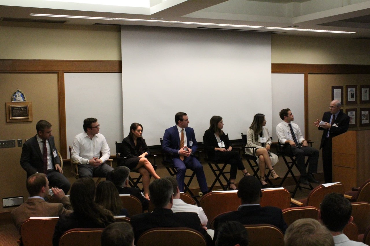 Panelists at the “Launching Your Real Estate Career” forum, facilitated by Lecturer Ed Chazen (far right)