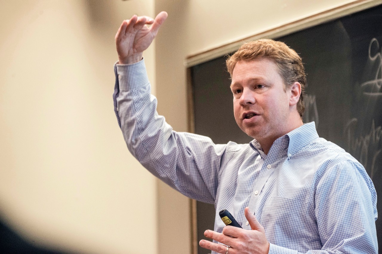 Professor Ethan Sullivan teaching his Portico class