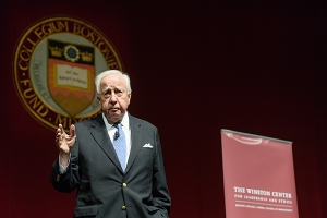 david mccullough on a stage speaking