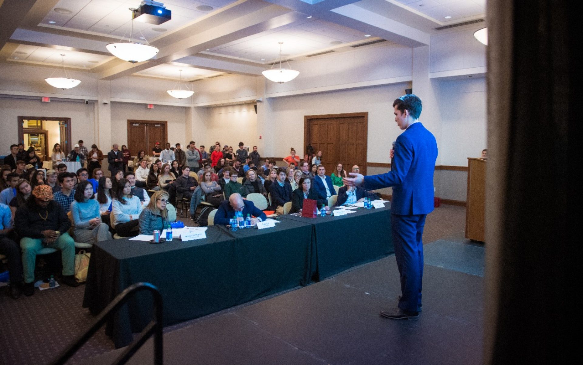 Jacob Small '20 presenting to judges and audience members