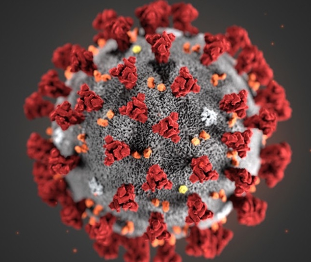 close-up of coronavirus molecule