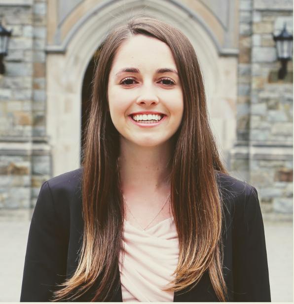 Jenks Leadership Program alum Elizabeth McColloch ’21 standing in front of Fulton Hall