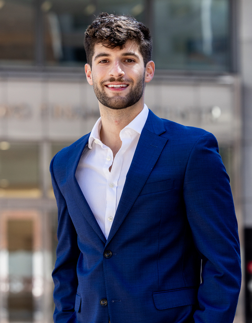 April 20, 2022 -- Nick Guerriero, CSOM Class of 2022, at KPMG International Limited in Boston's Financial District, where he will be employed as of October 2022.