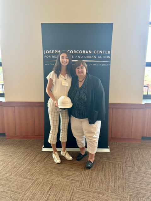 Caroline Shannon with her manager, Sue Sullivan, receiving the Corcoran Excellence Award