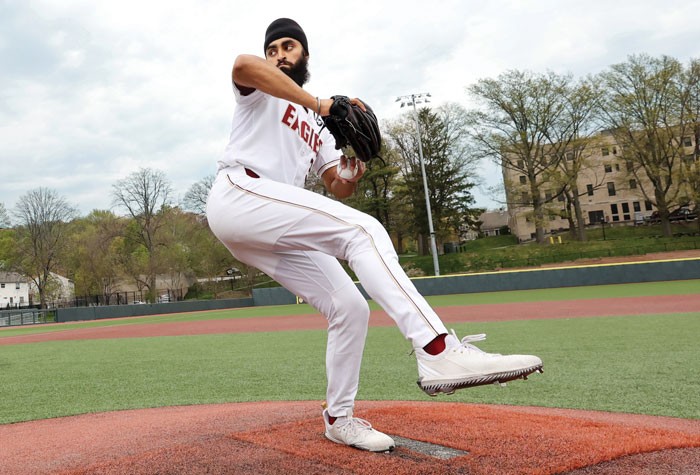 Photo of Samrath Singh on the pitcher's mound