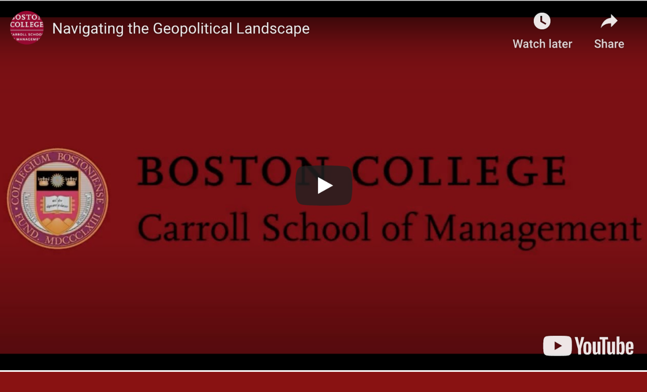 Screenshot of YouTube video for Navigating the Geopolitical Landscape webinar