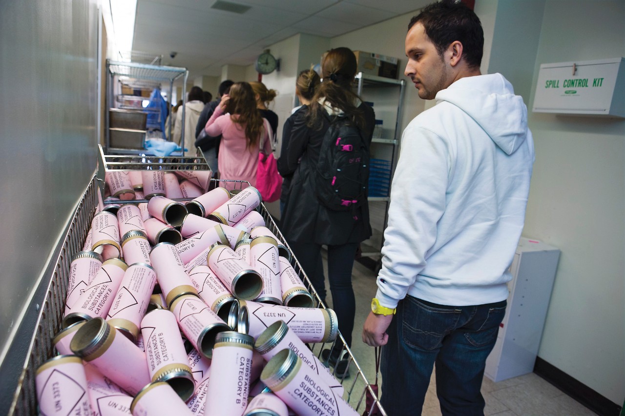 Student touring Department of Public Health