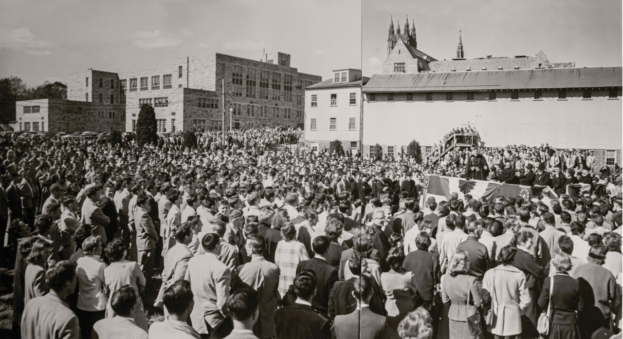 A large crowd turned out to watch the historic event.