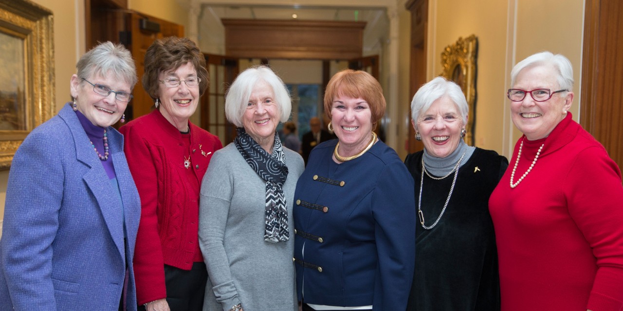 Members of the Class of '66: Bonnie Gorman, Joan Garity, Diane Connor, Ann Riley Finck, Genevieve Foley, and Muffie Martin