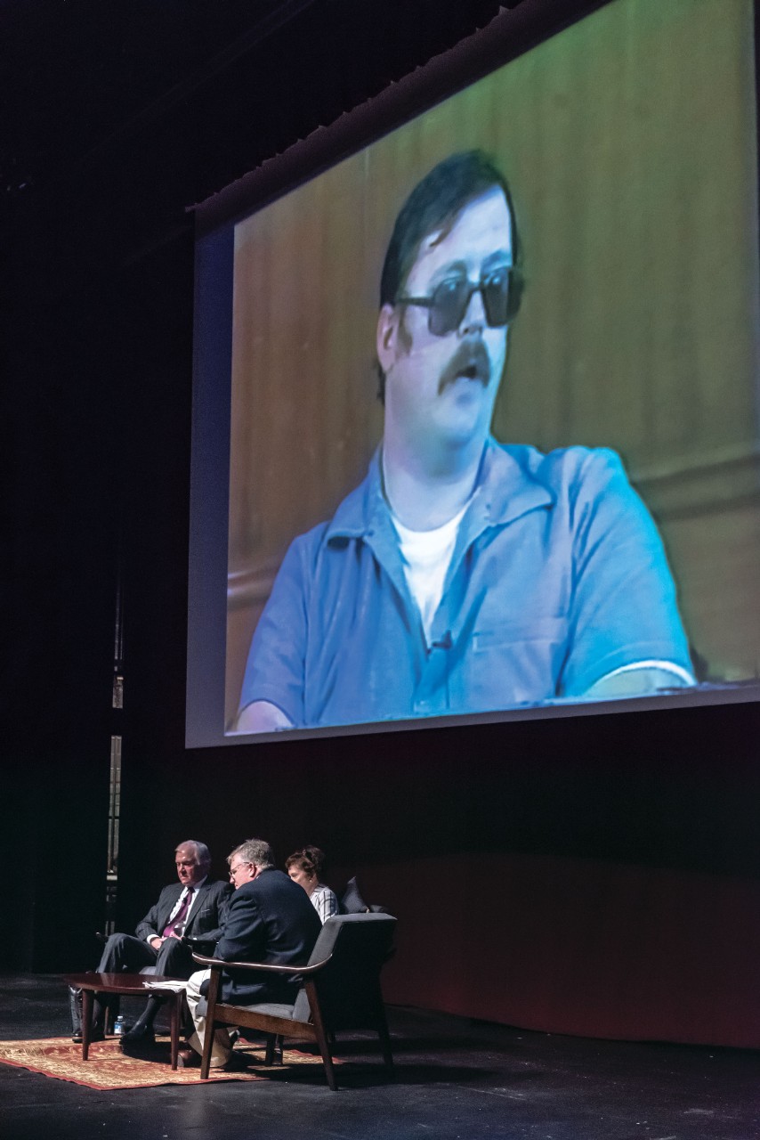 Video still from a prison interview with Ed Kemper