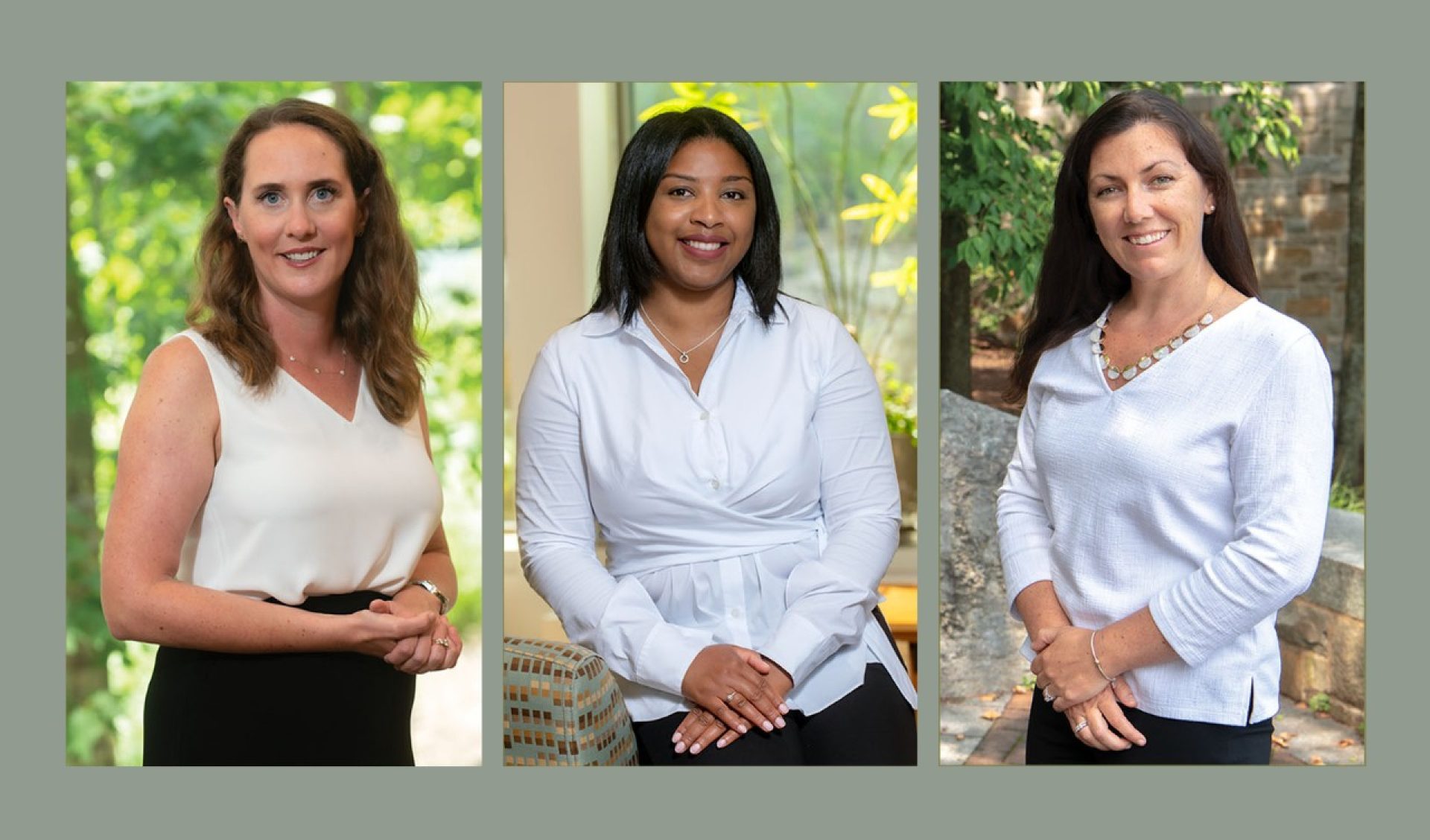 Catherine Conahan, Sabianca Delva, and Brittney van de Water in white tops