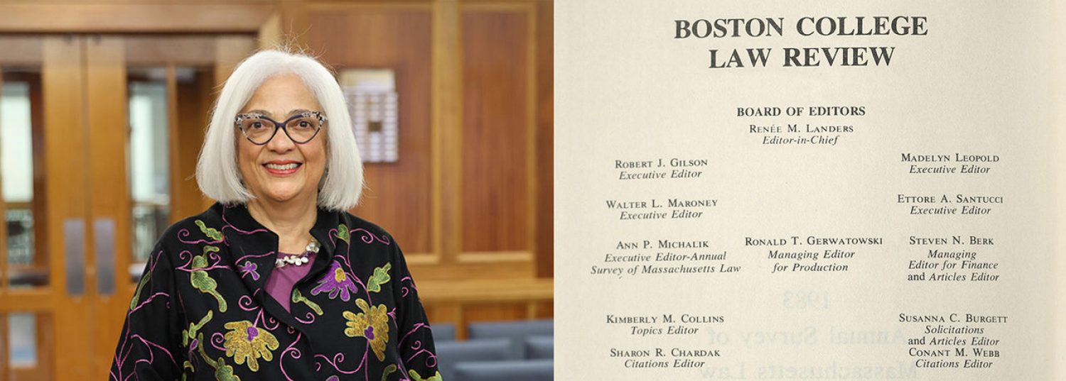 BLSA member Renée Landers ’85 served as editor-in-chief of Boston College Law Review. Professor Landers now teaches at Suffolk University Law School.