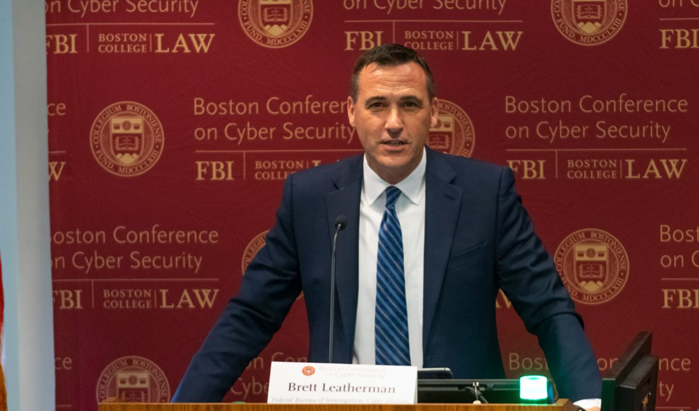 Brett Leatherman, FBI Assistant Director, Cyber Division, addresses the crowd.