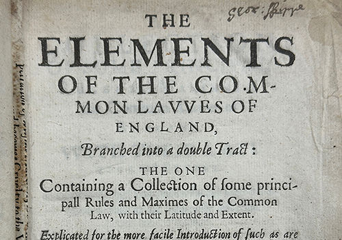Francis Bacon, The Elements of the Common Lawes of England . . . A Collection of Some Principall Rules and Maximes. London, 1639.