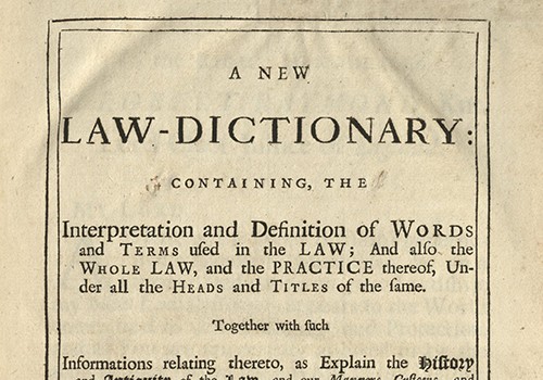 Giles Jacob, A New Law-Dictionary. . . . London, 1729.