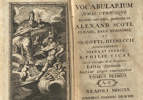 B. Philippe Vicat, et al. Vocabularium Juris Utriusque. . . . Naples, 1760.