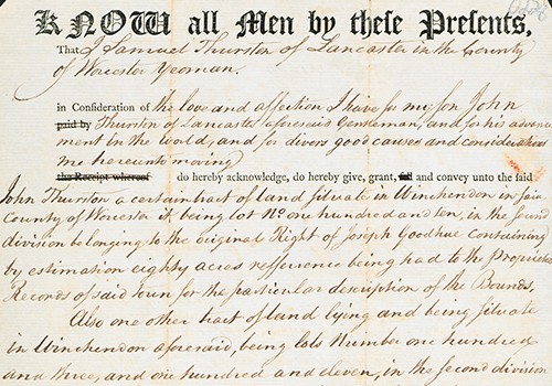  Deed of Property from Samuel Thurston to John Thurston. Winchendon, MA, 1806. #0228