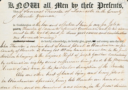  Deed of Property from Samuel Thurston to John Thurston. Winchendon, MA, 1806. #0228