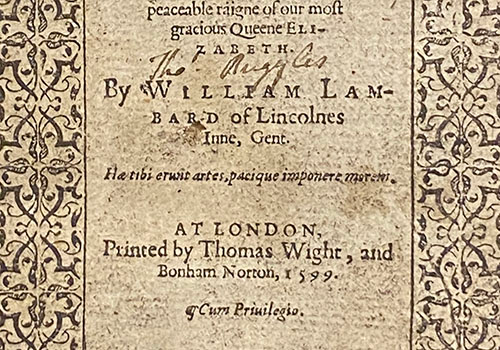 William Lambard, Eirenarcha. London, 1599.
