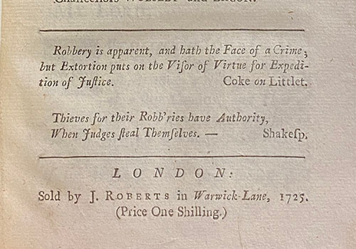 Thomas Gordon, The Justice of Parliaments on Corrupt Ministers. London, 1725.