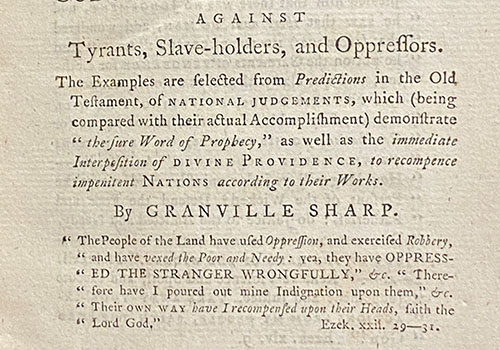 Granville Sharp, The Law of Retribution . . . . London, 1776.
