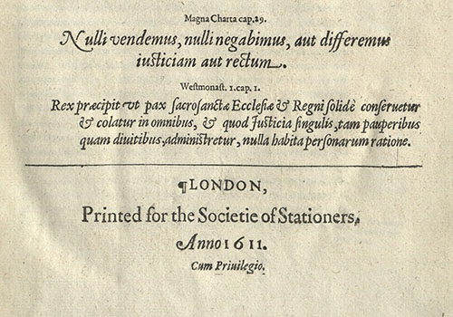 Les Huictme Part des Reports de Sir Edw. Coke. London, 1611.