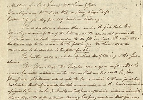 Theophilus Parsons, Plaintiff’s Brief in an Ejectment Case before the Supreme Judicial Court. Middlesex County, MA, 1794.