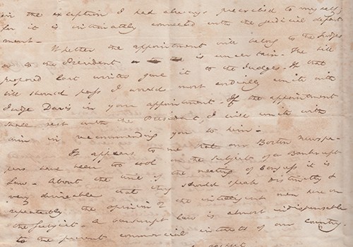 Page 2 of Joseph Story letter to William Tudor. Salem, 1819.