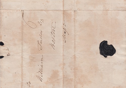 Address and seal, Joseph Story letter to William Tudor. Salem, 1819.