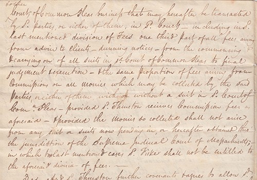Page 2 of Agreement between William Thurston and John M. Fiske. [Boston], 1819-1821.