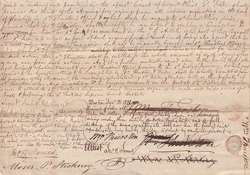 Page 4 of Agreement between William Thurston and John M. Fiske. [Boston], 1819-1821.