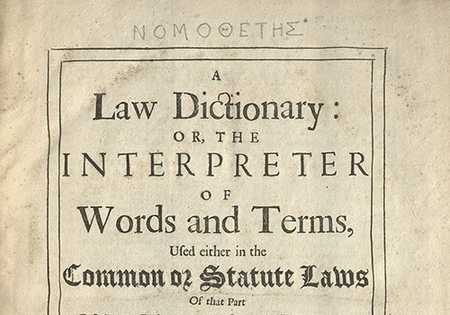 John Cowell, A Law Dictionary, or, the Interpreter of Words and Terms. London, 1708.