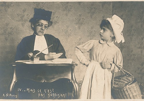 [French series with child lawyer and client]. R.P.I; A.N. Paris. Message dated 1902. 