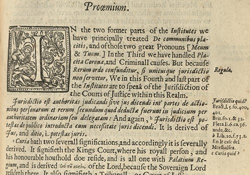 Edward Coke, The Fourth Part of the Institutes of the Laws of England, Concerning the Jurisdiction of Courts. London: Printed by John Streater, Henry Twyford, Elizabeth Flesher . . . 1671.